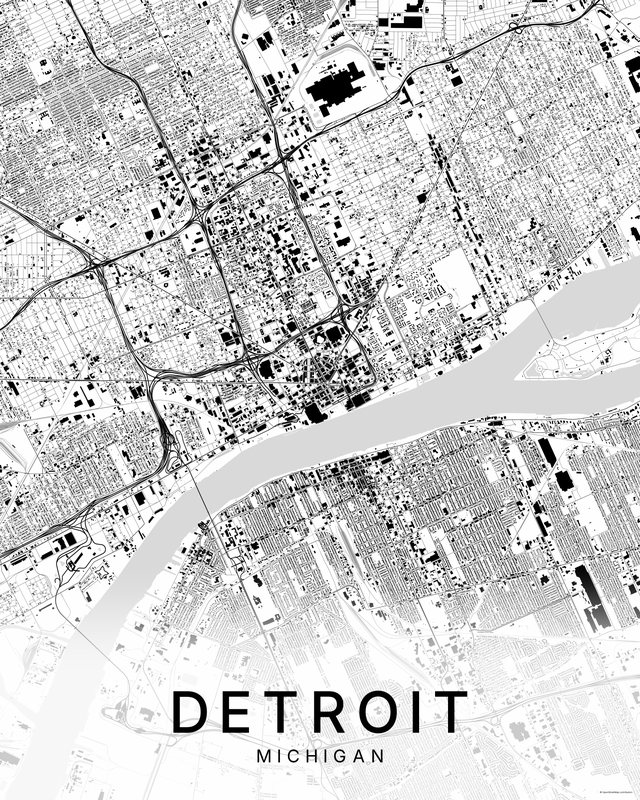 Detroit map print, Bright colorway