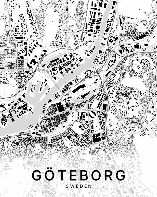 Gothenburg map print, Bright colorway