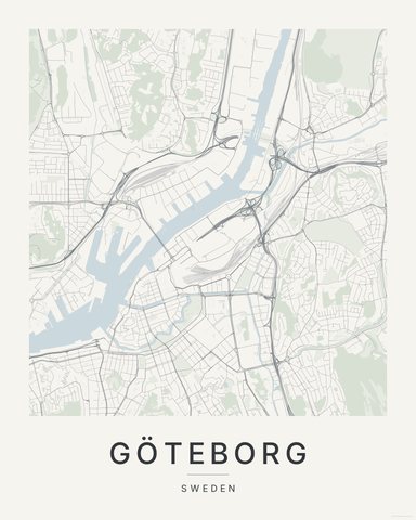 Gothenburg map print, Paper colorway