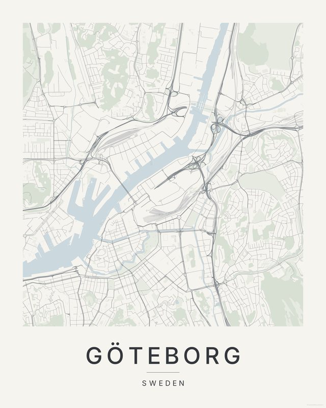 Gothenburg map print, Paper colorway