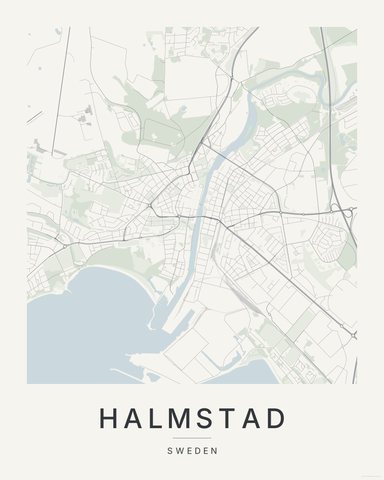 Halmstad map print, Paper colorway