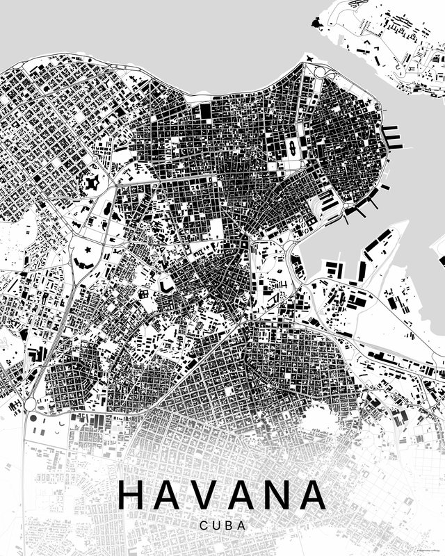 Havana map print, Bright colorway