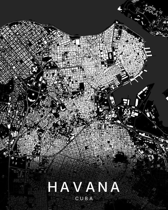Havana map print, Dark colorway