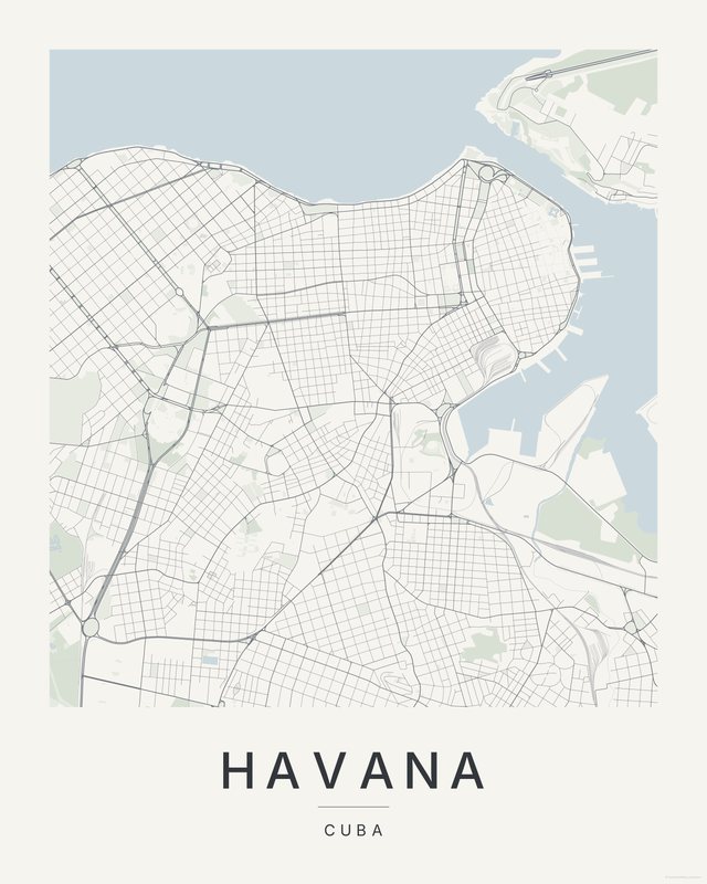 Havana map print, Paper colorway