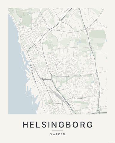 Helsingborg map print, Paper colorway