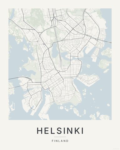 Helsinki map print, Paper colorway