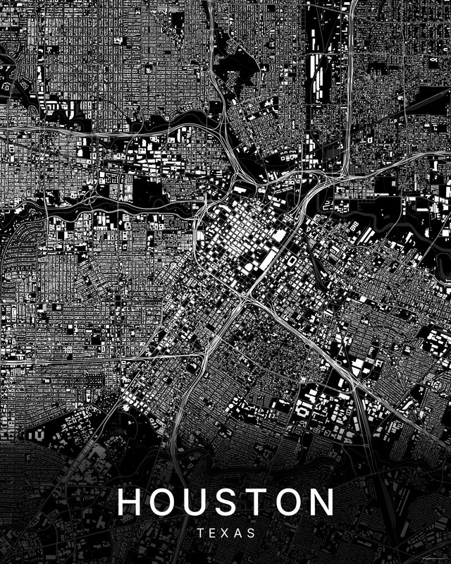 Houston map print, Dark colorway