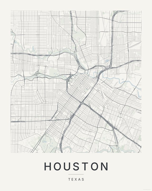 Houston map print, Paper colorway