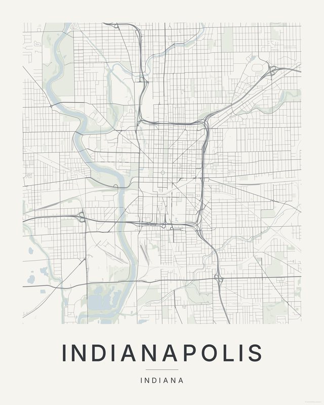 Indianapolis map print, Paper colorway