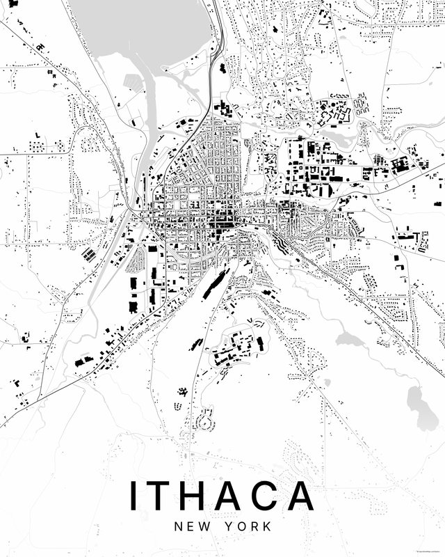 Ithaca map print, Bright colorway