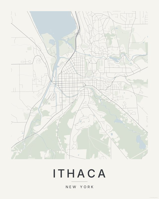 Ithaca map print, Paper colorway