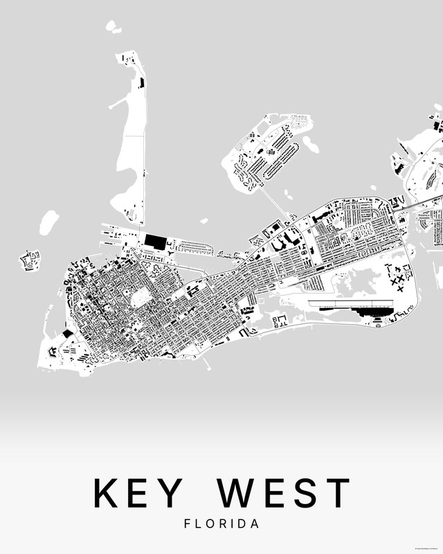 Key west map print, Bright colorway