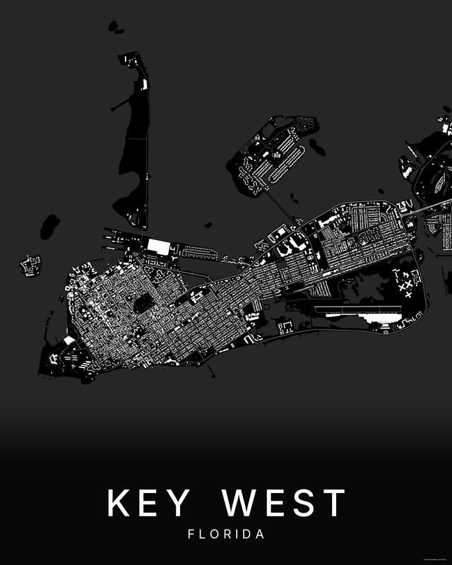 Key west map print, Dark colorway