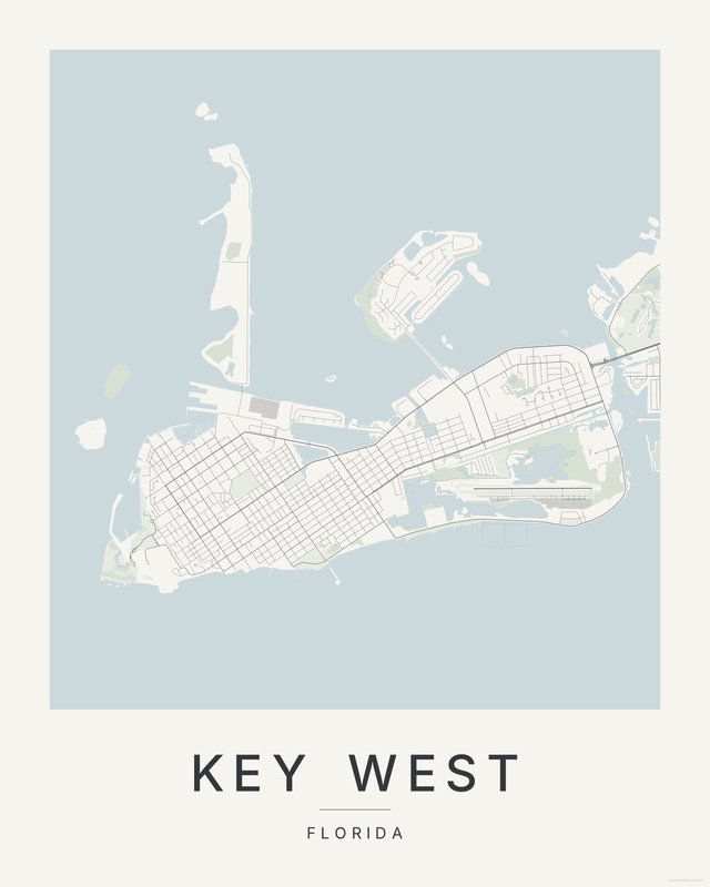Key west map print, Paper colorway