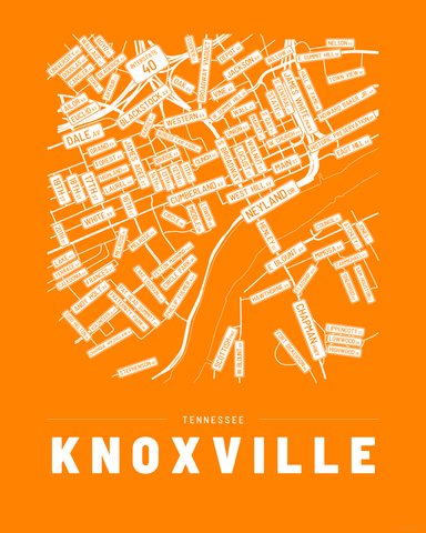 Knoxville street map print, first colorway