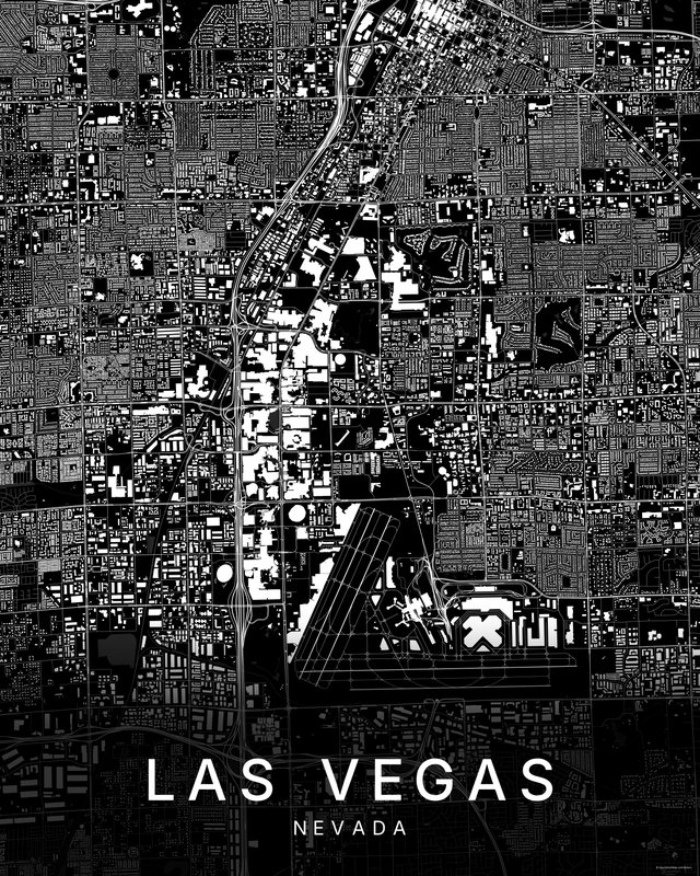 Las Vegas map print, Dark colorway