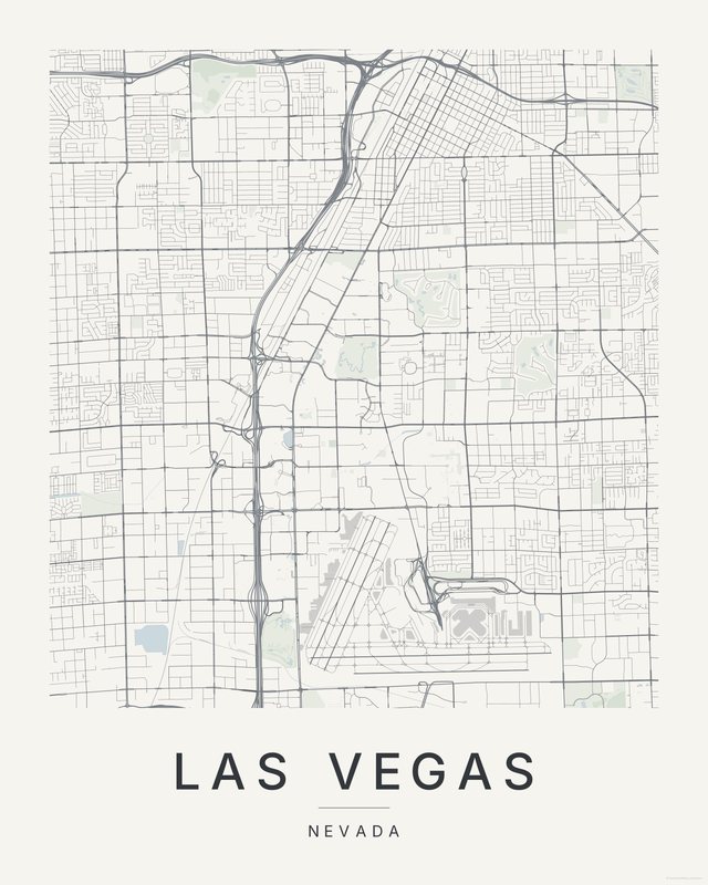 Las Vegas map print, Paper colorway