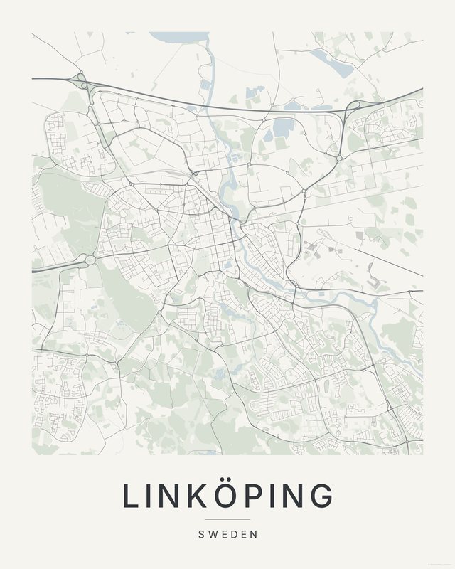 Linköping map print, Paper colorway