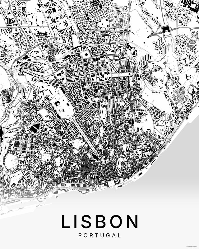 Lisbon map print, Bright colorway