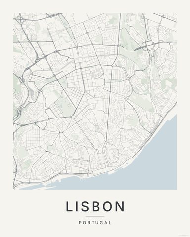 Lisbon map print, Paper colorway