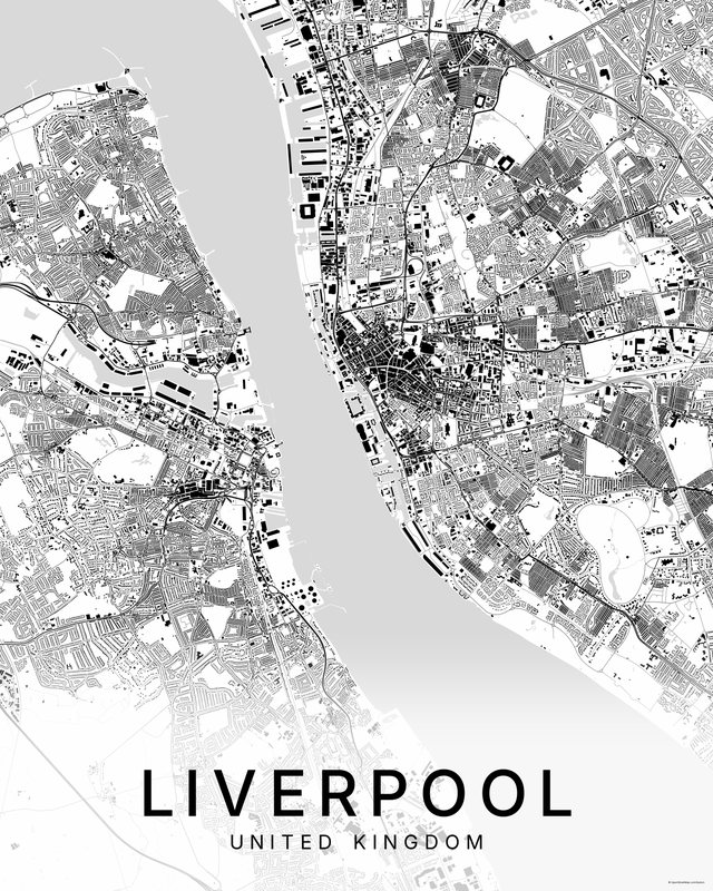 Liverpool map print, Bright colorway