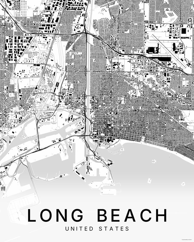 Long Beach map print, Bright colorway