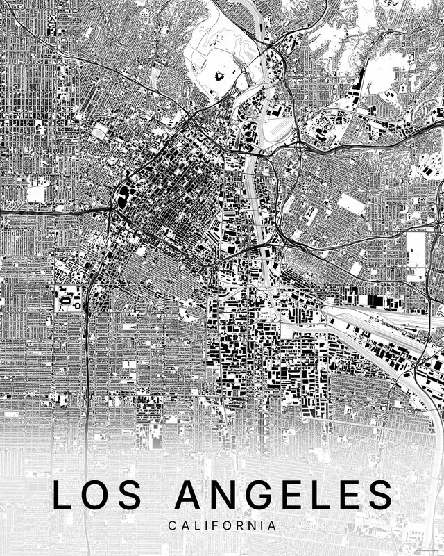Los Angeles map print, Bright colorway