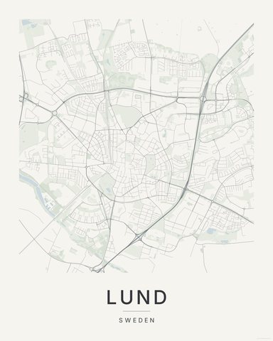 Lund map print, Paper colorway