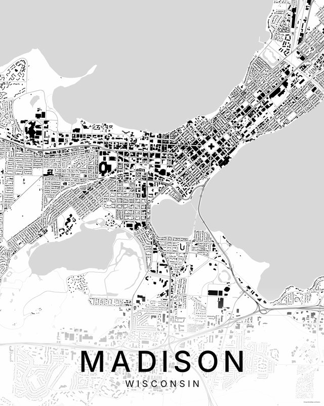 Madison map print, Bright colorway