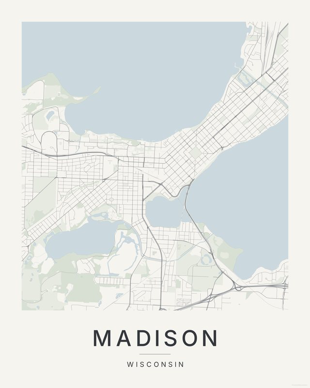 Madison map print, Paper colorway