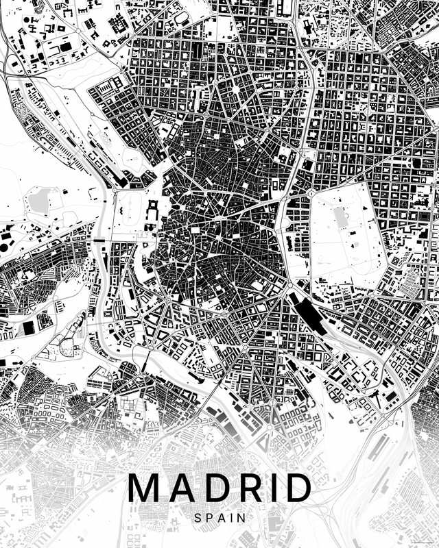 Madrid map print, Bright colorway
