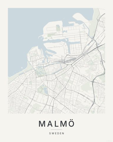 Malmö map print, Paper colorway
