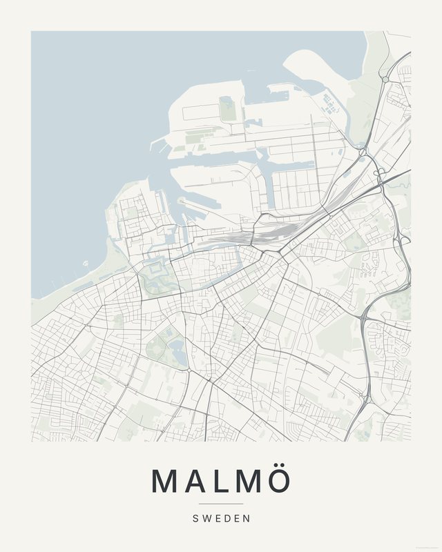 Malmö map print, Paper colorway