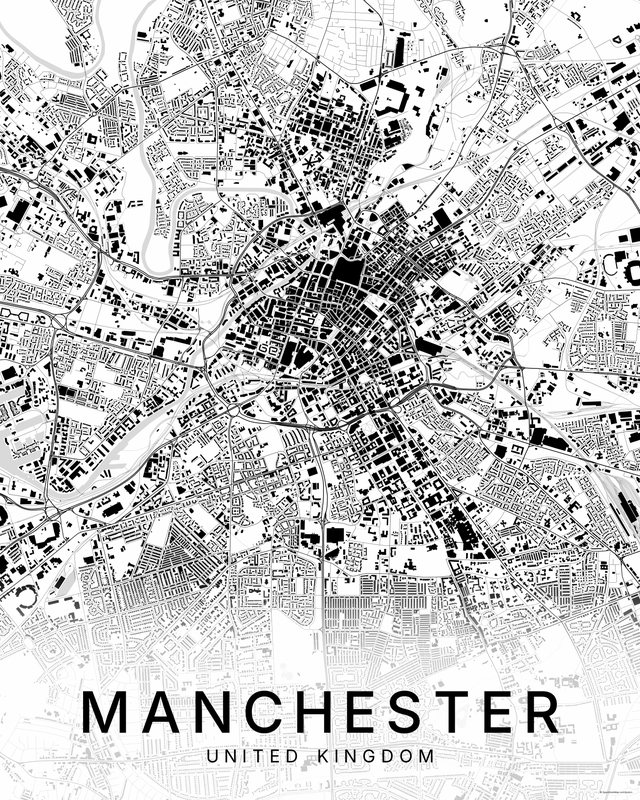 Manchester map print, Bright colorway