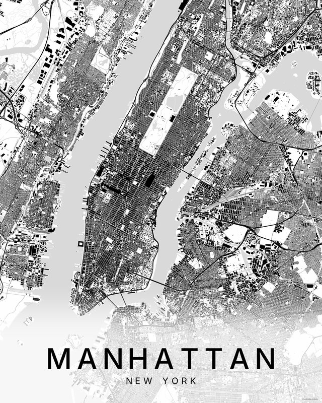 Manhattan map print, Bright colorway