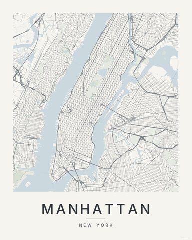 Manhattan map print, Paper colorway