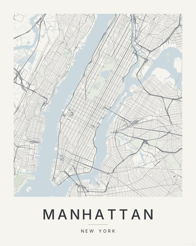 Manhattan map print, Paper colorway