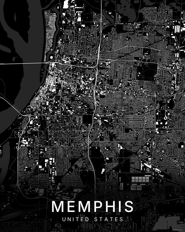 Memphis map print, Dark colorway