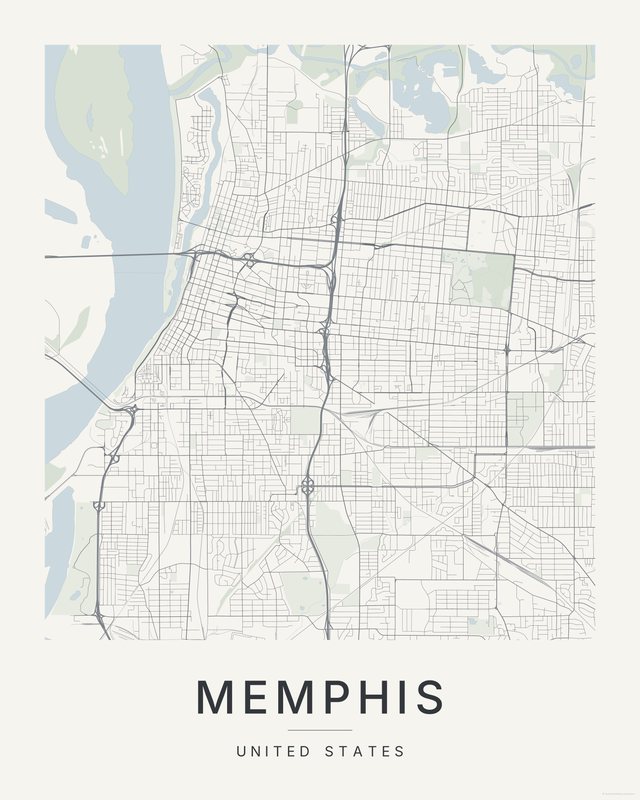 Memphis map print, Paper colorway
