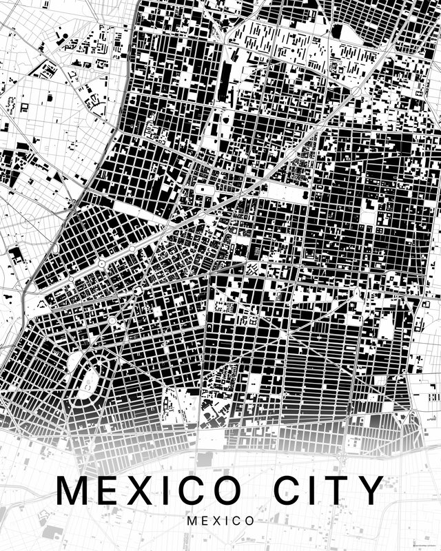 Mexico City map print, Bright colorway