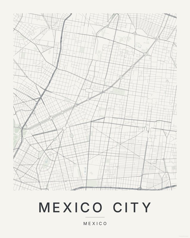 Mexico City map print, Paper colorway