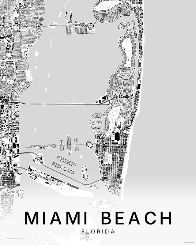 Miami Beach map print, Bright colorway