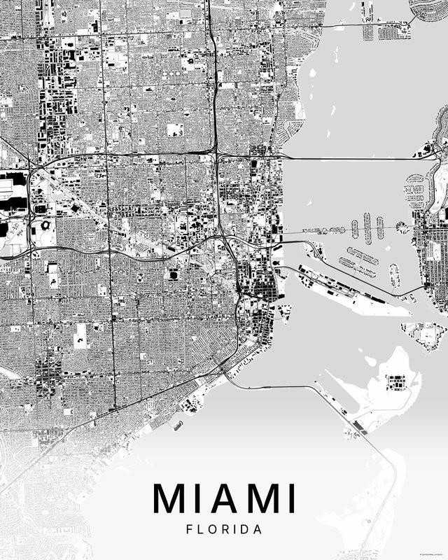 Miami map print, Bright colorway