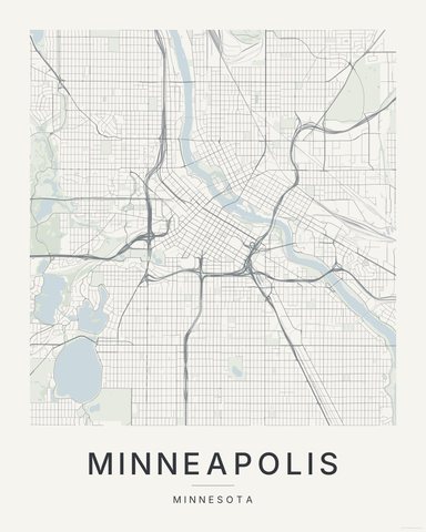 Minneapolis map print, Paper colorway