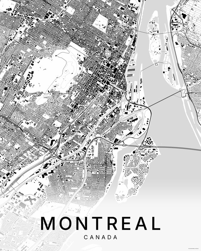 Montreal map print, Bright colorway