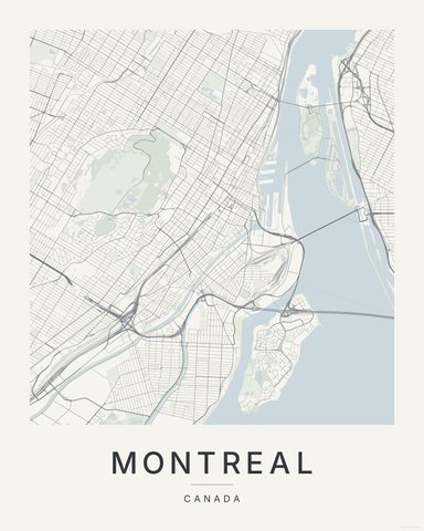 Montreal map print, Paper colorway