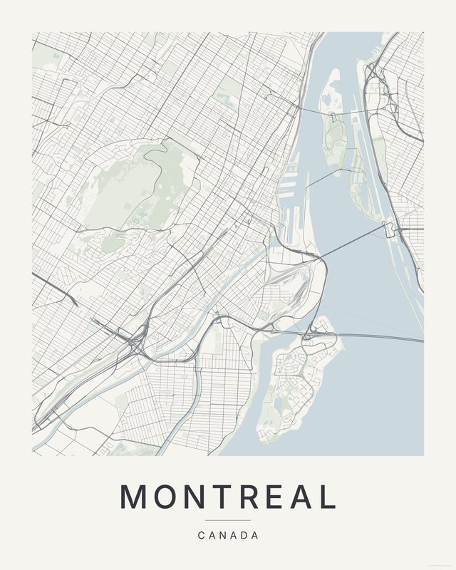 Montreal map print, Paper colorway