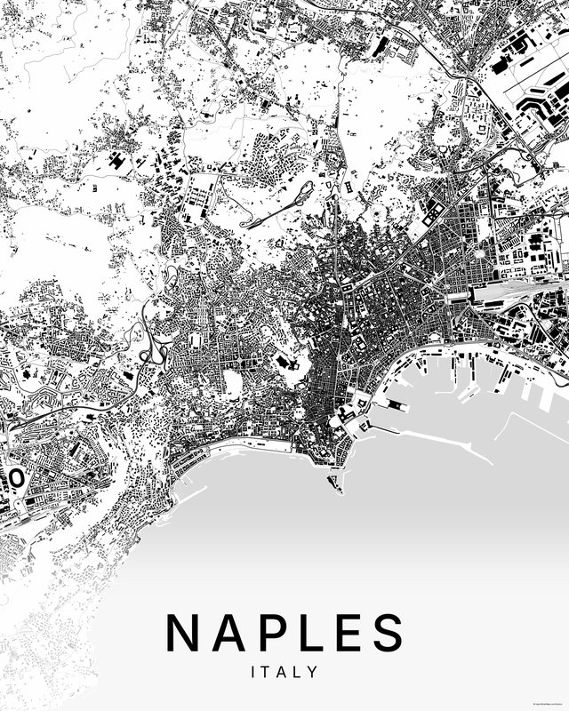 Naples map print, Bright colorway