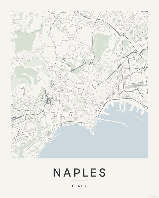 Naples map print, Paper colorway