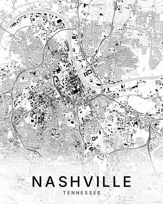 Nashville map print, Bright colorway